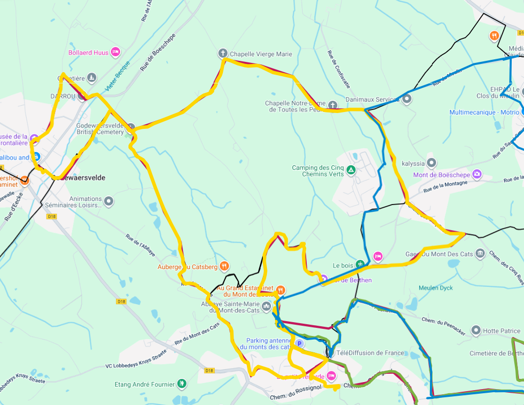 boucle du mont des cats à Godewaersweld 12Km